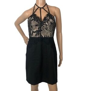 Minuet Floral‎ Lace Strappy Bustier Party Mini Dress Size M Sexy Formal Cocktail